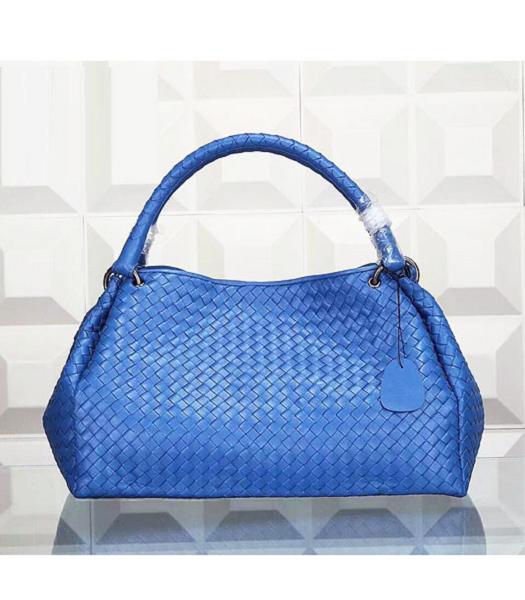 Bottega Veneta Woven Handle Bag Sapphire Blue