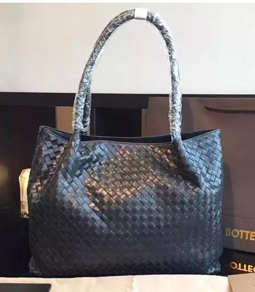Bottega Veneta Woven Lambskin Leather Tote Handbag Grey