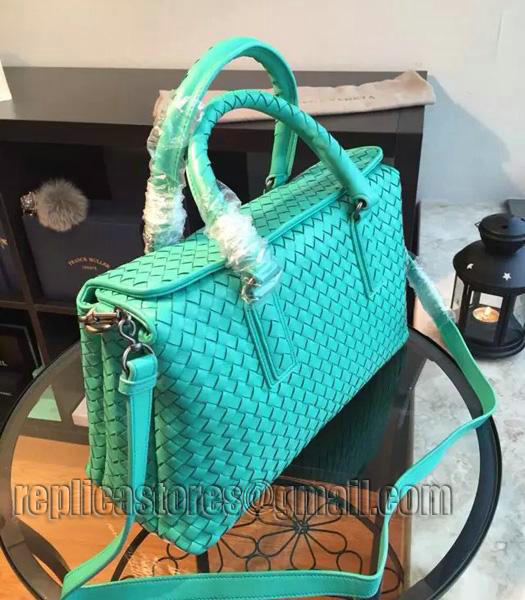 Bottega Veneta Woven Lambskin Tote Bag Emerald Green-2