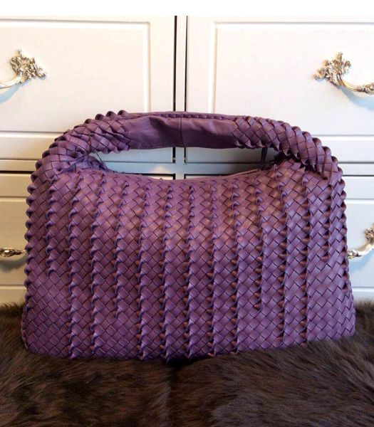 Bottega Veneta Woven Pink Purple Lambskin Large Hobo Bag