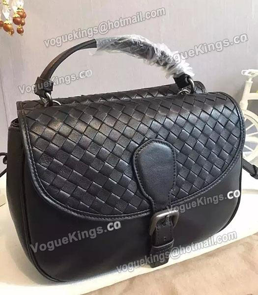 Bottega Veneta Woven Sheepskin Leather Crossbody Bag Black-1
