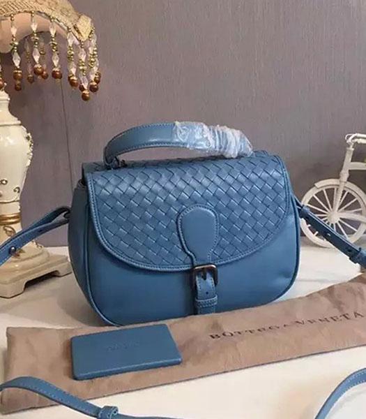 Bottega Veneta Woven Sheepskin Leather Crossbody Bag Light Blue