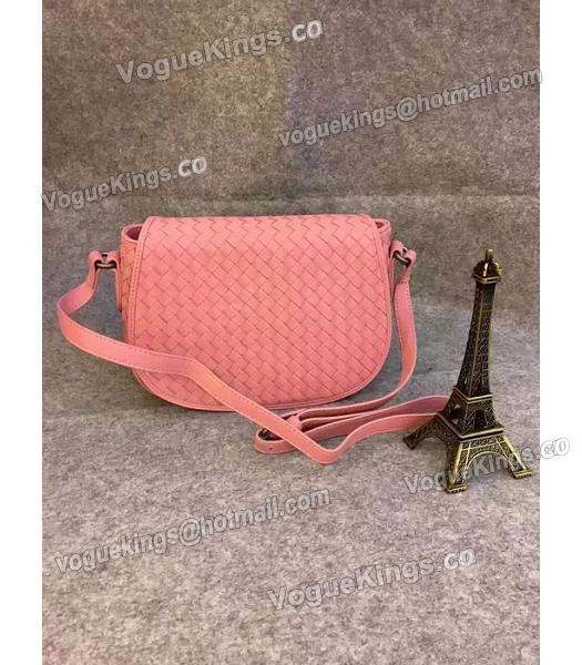 Bottega Veneta Woven Sheepskin Leather Crossbody Bag Pink-1