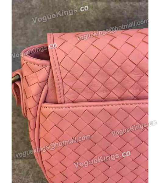 Bottega Veneta Woven Sheepskin Leather Crossbody Bag Pink-3