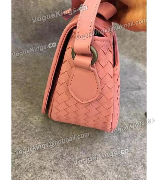 Bottega Veneta Woven Sheepskin Leather Crossbody Bag Pink-4