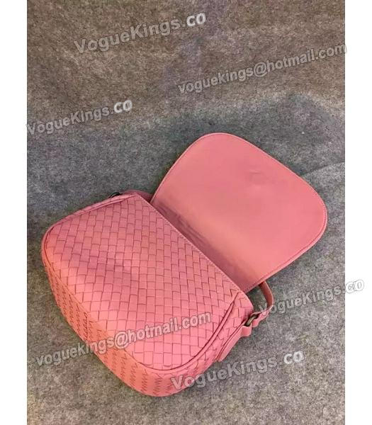 Bottega Veneta Woven Sheepskin Leather Crossbody Bag Pink-6