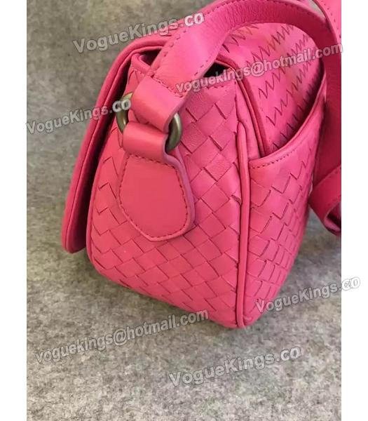 Bottega Veneta Woven Sheepskin Leather Crossbody Bag Rose Red-3