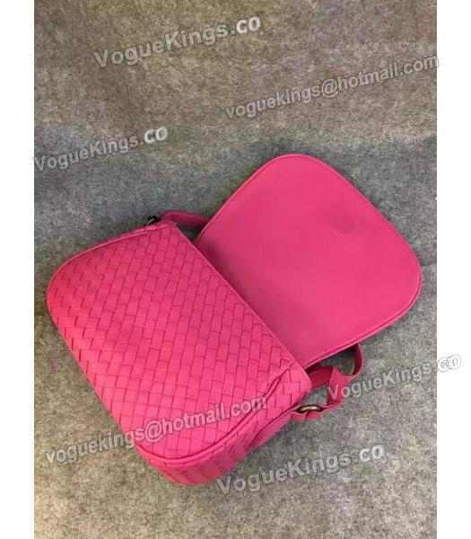 Bottega Veneta Woven Sheepskin Leather Crossbody Bag Rose Red-5