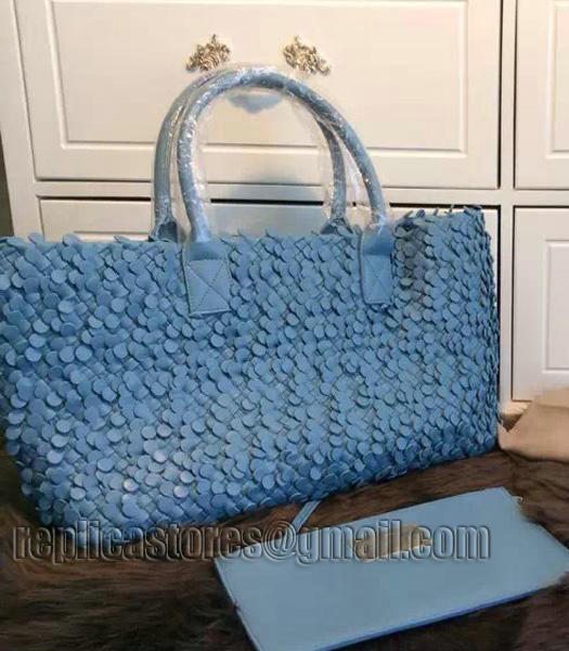 Bottega Veneta Woven Tree Leaf Grey Blue Tote Handbag-1