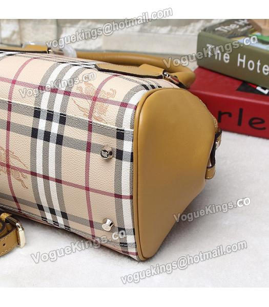 Burberry 28cm Check Canvas With Yellow Calfskin Leather Tote Bag-2