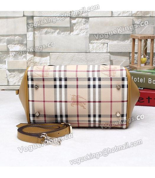 Burberry 28cm Check Canvas With Yellow Calfskin Leather Tote Bag-3