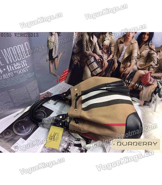Burberry Canvas With Black Leather Tassel Tote Bag-2