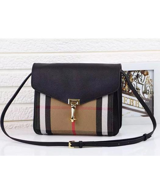 Burberry Canvas With Grainy Leather Shoulder Bag Black