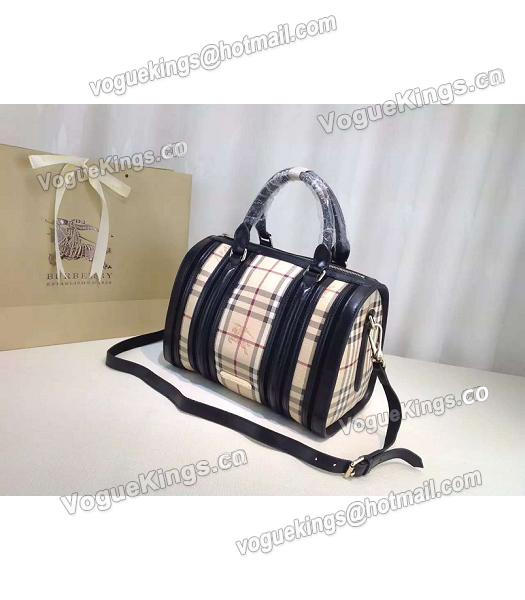 Burberry Check Canvas With Black Leather Classic Boston Tote Bag-1