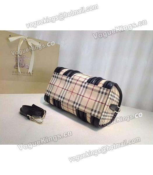 Burberry Check Canvas With Black Leather Classic Boston Tote Bag-3