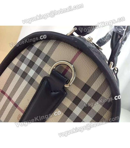 Burberry Check Canvas With Black Leather Classic Boston Tote Bag-6