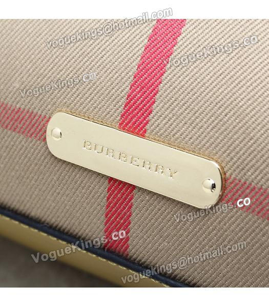 Burberry Check Canvas With Oil Wax Calfskin Leather Tote Bag Yellow-5