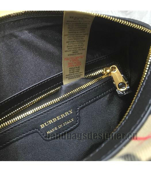 Burberry Check Canvas With Original Leather Small Tote Bag Black-7