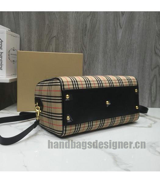 Burberry Check Canvas With Original Leather Tote Bag Black-5