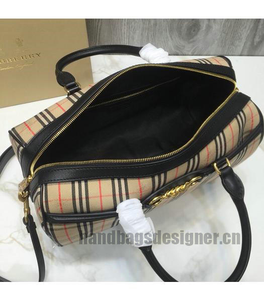 Burberry Check Canvas With Original Leather Tote Bag Black-6