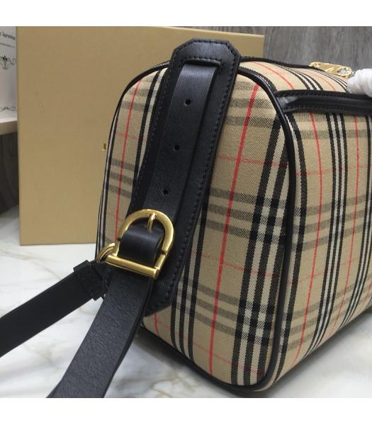 Burberry Check Canvas With Original Leather Tote Bag Black-8