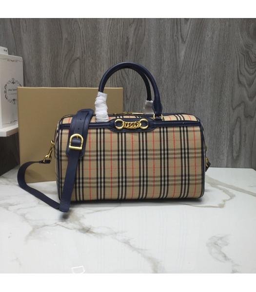 Burberry Check Canvas With Original Leather Tote Bag Blue