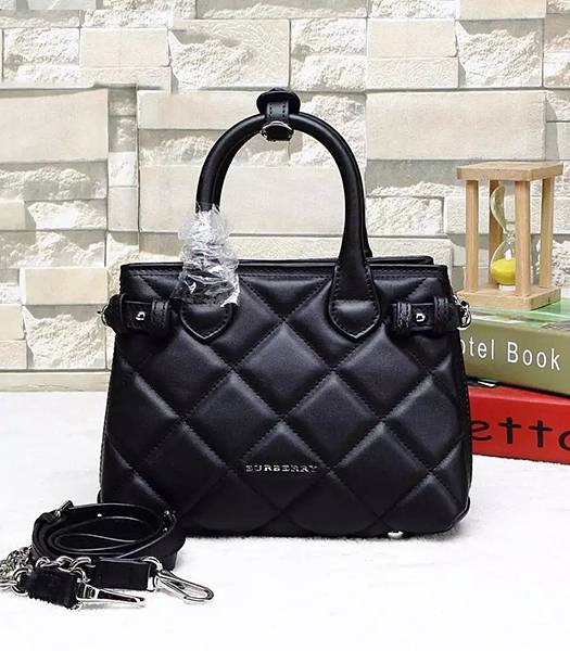 Burberry Heritage Archive Original Calfskin Leather Small Tote Bag Black