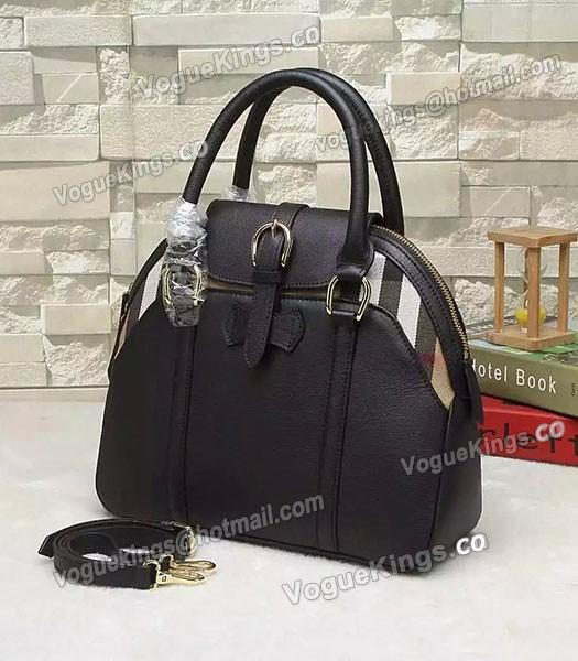 Burberry House Check Calfskin Leather Tote Bag Black-1