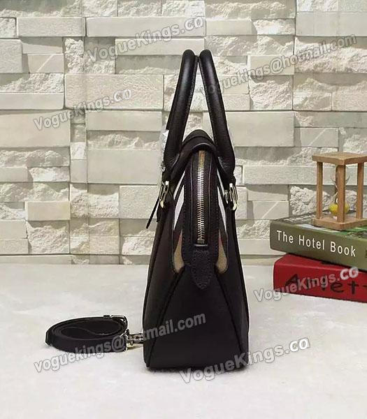 Burberry House Check Calfskin Leather Tote Bag Black-4