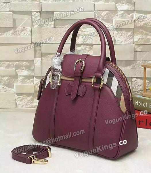 Burberry House Check Calfskin Leather Tote Bag Jujube Red-1