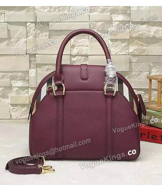 Burberry House Check Calfskin Leather Tote Bag Jujube Red-2