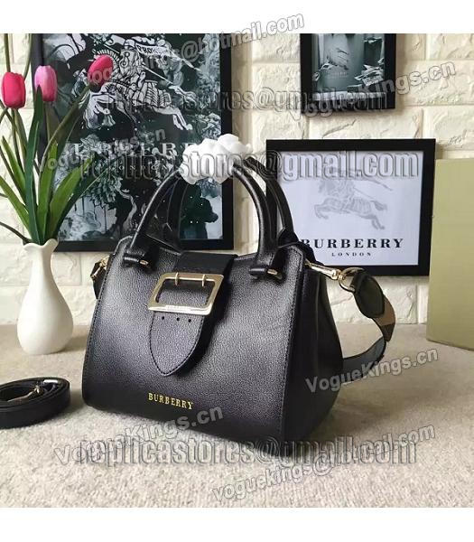 Burberry Imported Calfskin Leather The Buckle Small Tote Bag Black-1