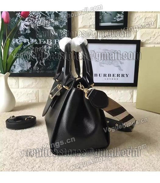 Burberry Imported Calfskin Leather The Buckle Small Tote Bag Black-2