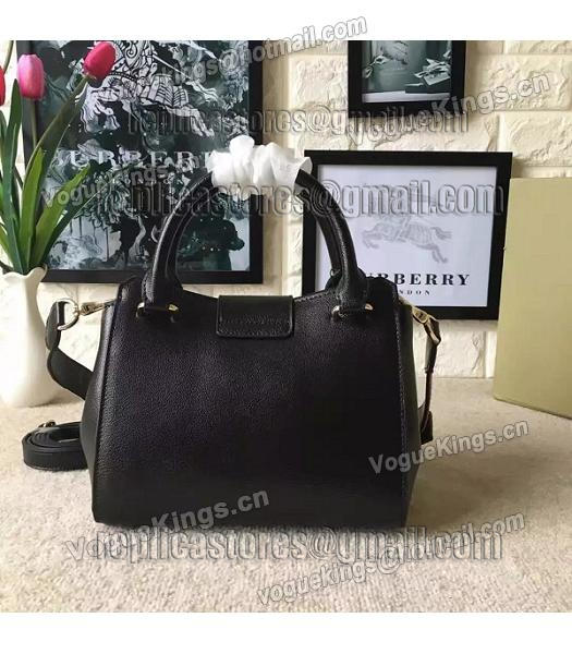 Burberry Imported Calfskin Leather The Buckle Small Tote Bag Black-3