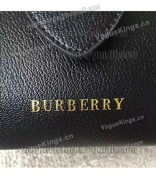 Burberry Imported Calfskin Leather The Buckle Small Tote Bag Black-4