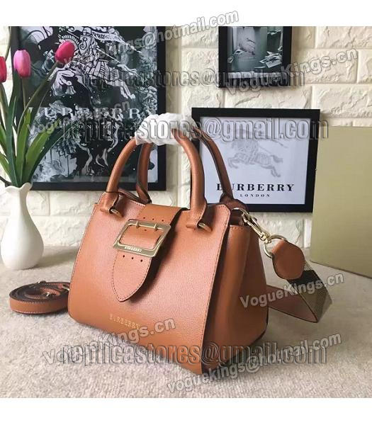 Burberry Imported Calfskin Leather The Buckle Small Tote Bag Brown-1