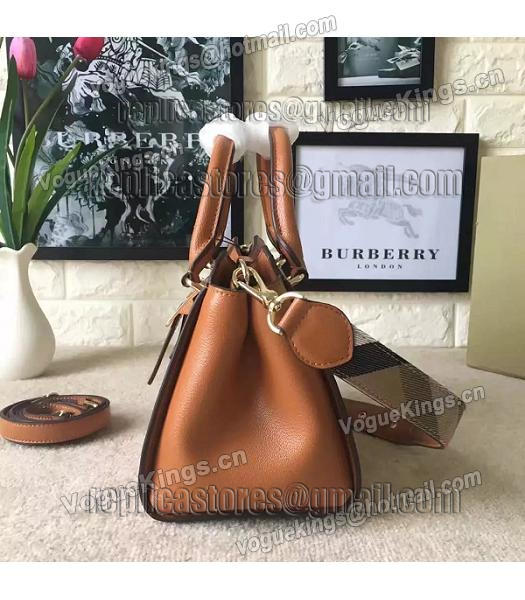 Burberry Imported Calfskin Leather The Buckle Small Tote Bag Brown-2