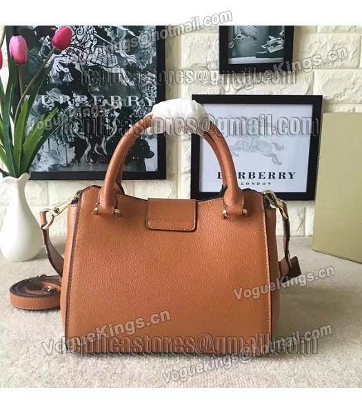 Burberry Imported Calfskin Leather The Buckle Small Tote Bag Brown-3