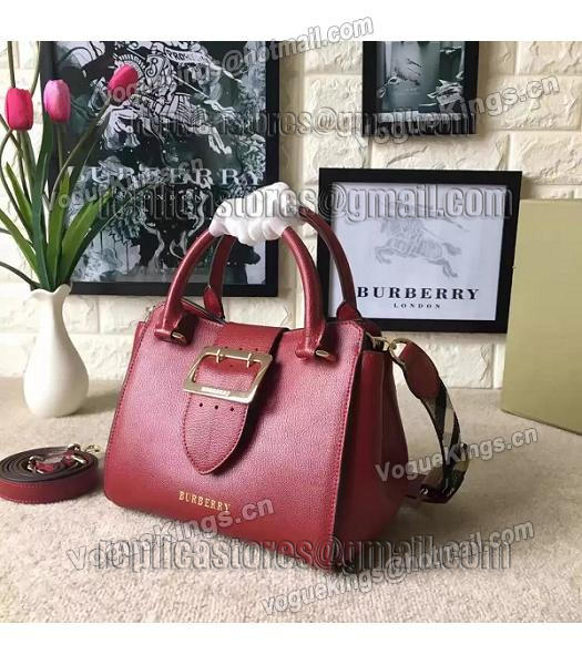 Burberry Imported Calfskin Leather The Buckle Small Tote Bag Red-1