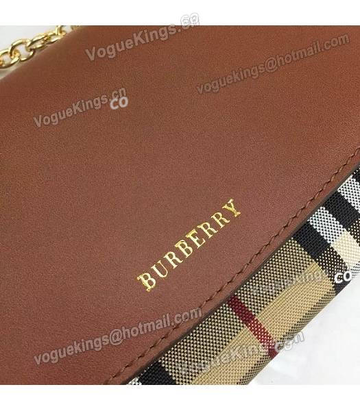 Burberry Original Calfskin Leather Horseferry Check Shoulder Bag Jujube Red-4