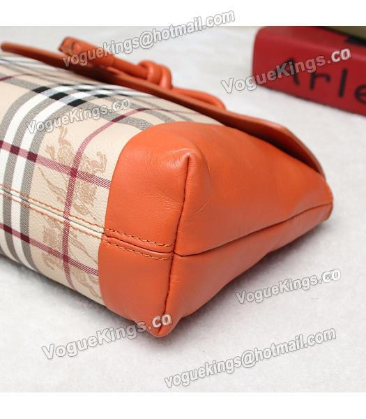 Burberry Original Check Canvas With Calfskin Leather Shoulder Bag Orange-5