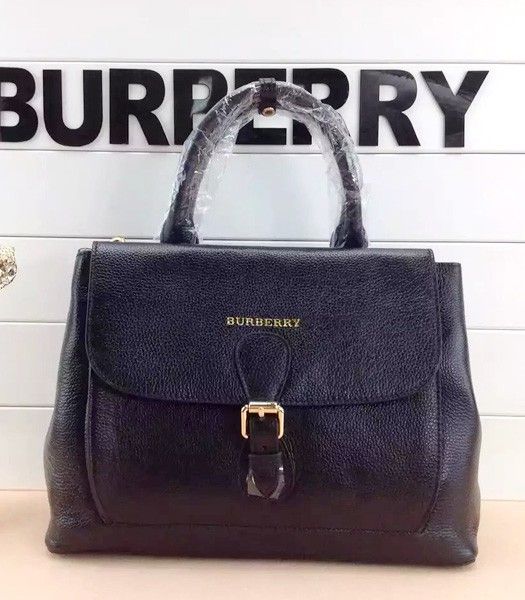 Burberry The Medium Saddle Bag Black Calfskin Leather