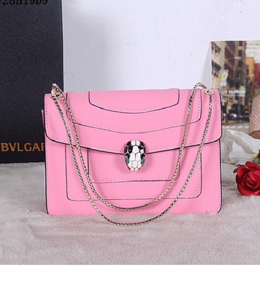 Bvlgari Cherry Pink Original Leather 28cm Chains Bag