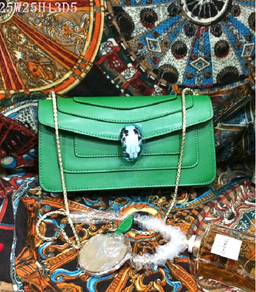 Bvlgari Green Original Leather 25cm Chains Bag