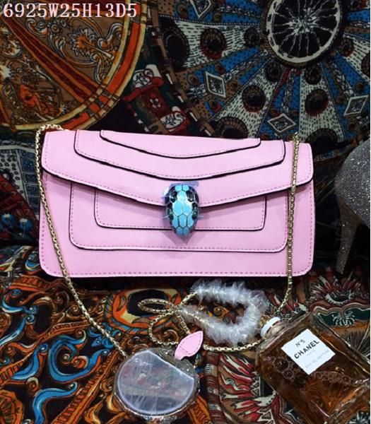 Bvlgari Pink Original Leather 25cm Chains Bag