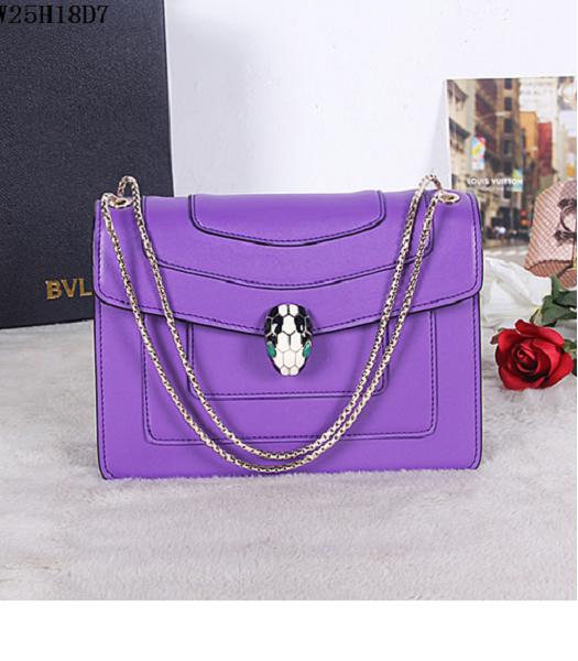 Bvlgari Purple Original Leather 25cm Chains Bag
