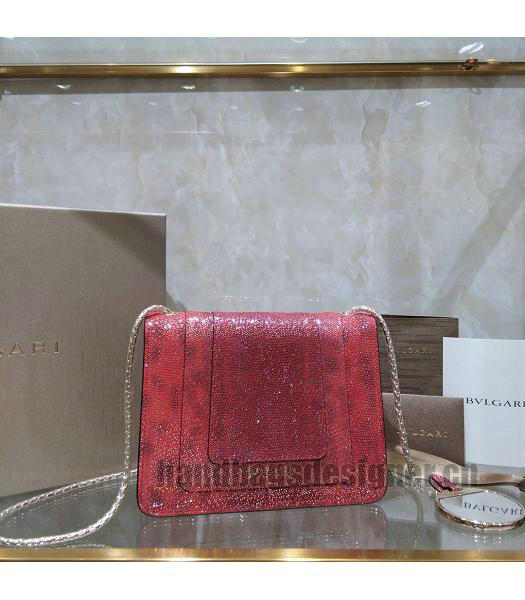 Bvlgari Real Python Leather Serpenti Forever 20cm Mini Bag Red-5