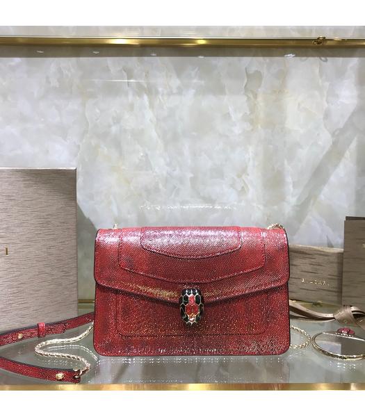 Bvlgari Real Python Leather Serpenti Forever 22cm Bag Red