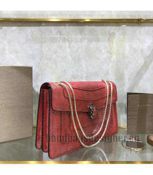 Bvlgari Real Python Leather Serpenti Forever 27cm Bag Red-2