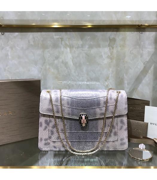 Bvlgari Real Python Leather Serpenti Forever 27cm Bag Silver